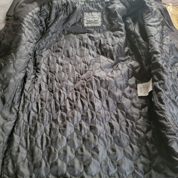LEVI STRAUSS |Vintage Levi's Canvas Parka, Black, Hooded Quilted Retro Levi Sz.M - Picture 15 of 16